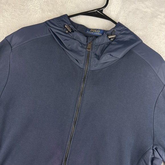 Polo Ralph Lauren Jacket Mens Large Hoodie Hybrid Full Zip Navy Blue